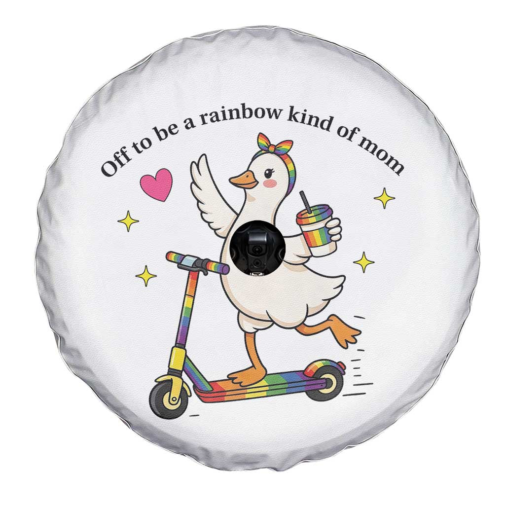 Off To Be Rainbow Kind Of Mom Spare Tire Cover LGBTQ Goose Mom Rainbow TS14 Print Your Wear