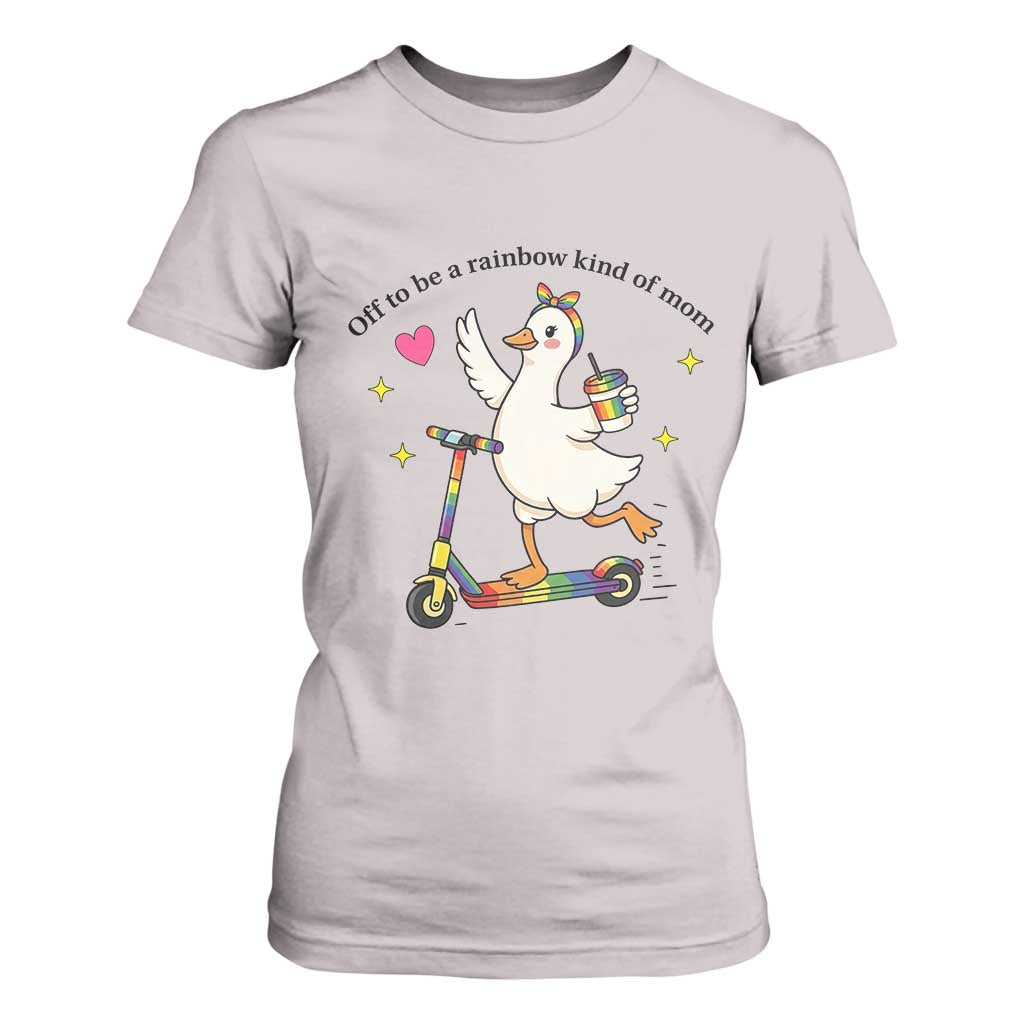 Off To Be Rainbow Kind Of Mom T Shirt For Women LGBTQ Goose Mom Rainbow TS14 Ice Gray Print Your Wear