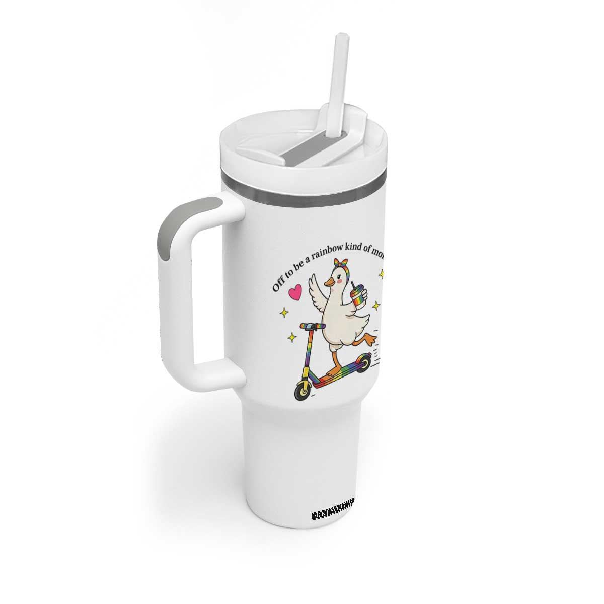 Off To Be Rainbow Kind Of Mom Tumbler With Handle LGBTQ Goose Mom Rainbow TS14 Print Your Wear