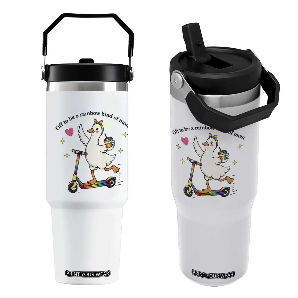 Off To Be Rainbow Kind Of Mom Flip Straw Tumbler LGBTQ Goose Mom Rainbow TS14 One Size: 30 oz White Print Your Wear