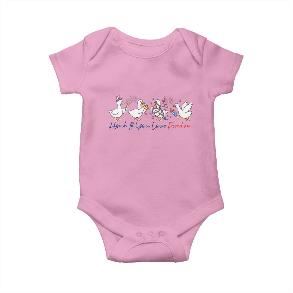 Silly Goose 4th of July Baby Onesie Honk If You Love Freedom TS14 Light Pink Print Your Wear