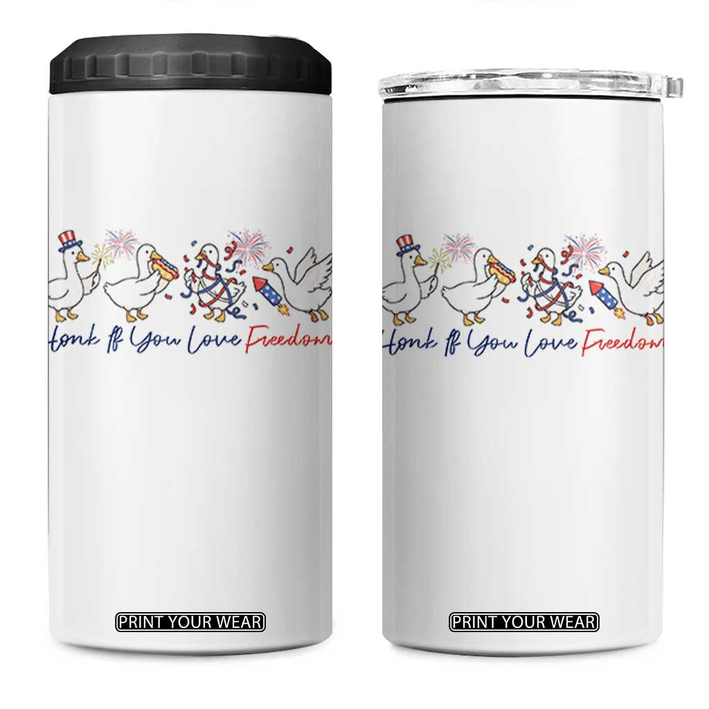 Silly Goose 4th of July 4 in 1 Can Cooler Tumbler Honk If You Love Freedom TS14 One Size: 16 oz White Print Your Wear