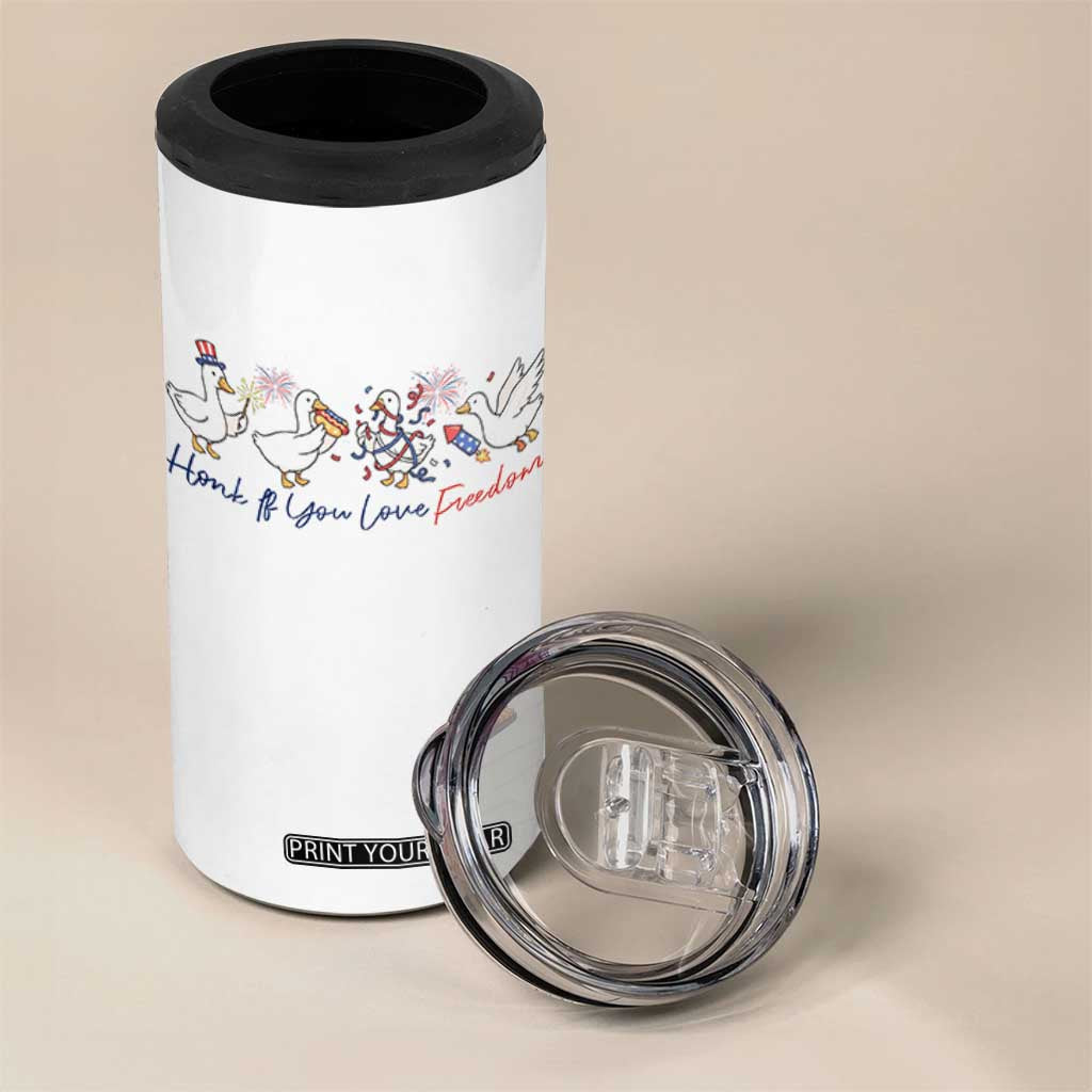 Silly Goose 4th of July 4 in 1 Can Cooler Tumbler Honk If You Love Freedom TS14 Print Your Wear