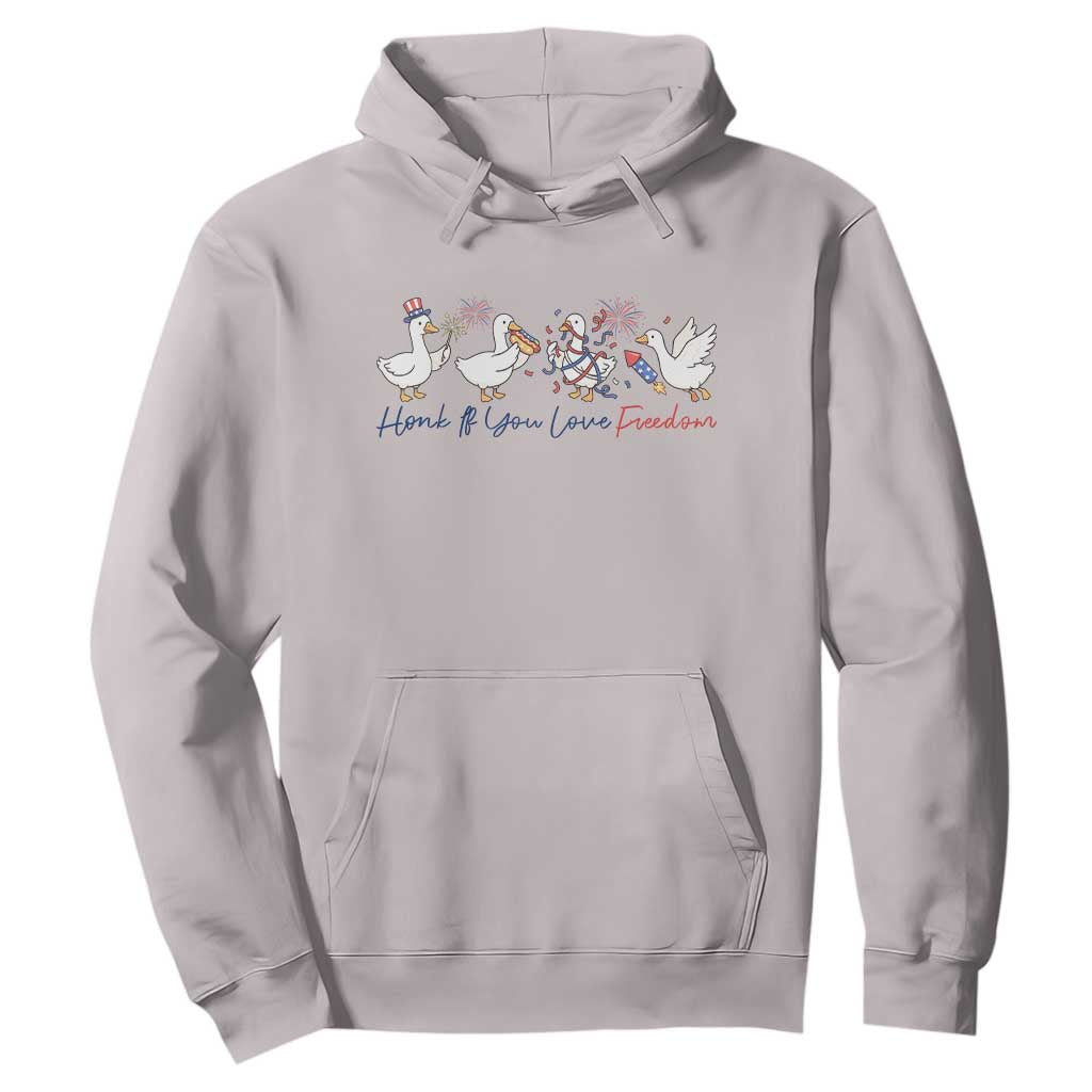 Silly Goose 4th of July Hoodie Honk If You Love Freedom TS14 Ice Gray Print Your Wear