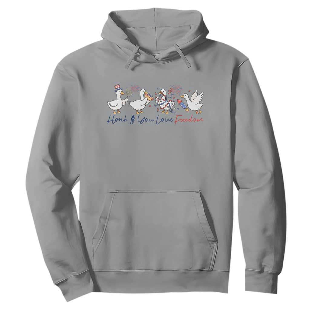 Silly Goose 4th of July Hoodie Honk If You Love Freedom TS14 Sport Gray Print Your Wear