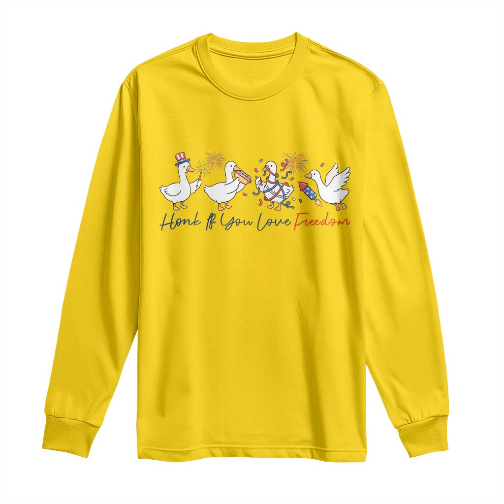 Silly Goose 4th of July Long Sleeve Shirt Honk If You Love Freedom TS14 Daisy Print Your Wear