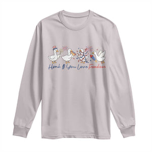 Silly Goose 4th of July Long Sleeve Shirt Honk If You Love Freedom TS14 Ice Gray Print Your Wear