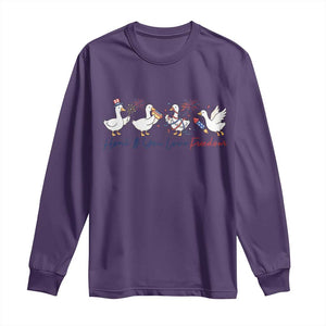 Silly Goose 4th of July Long Sleeve Shirt Honk If You Love Freedom TS14 Purple Print Your Wear