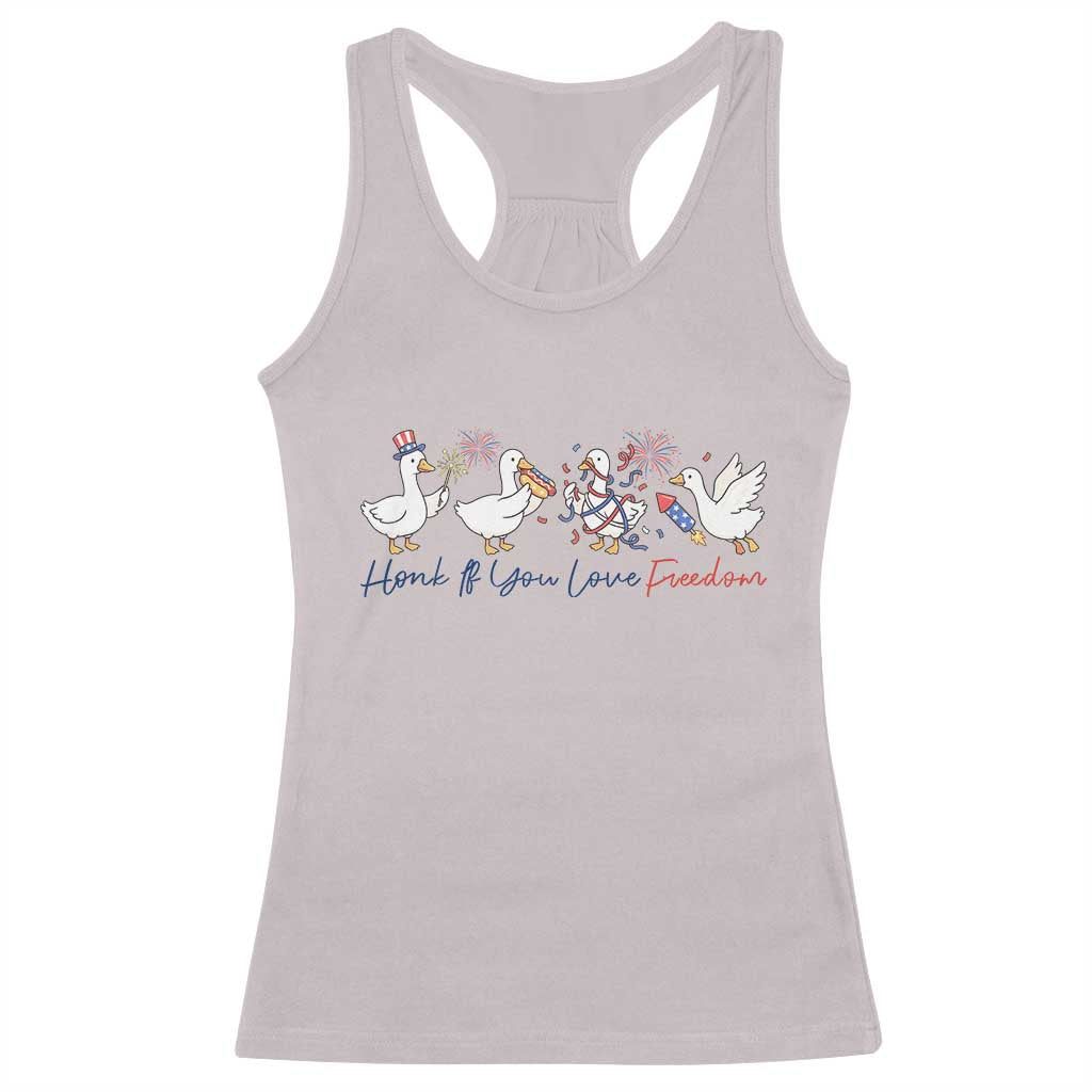 Silly Goose 4th of July Racerback Tank Top Honk If You Love Freedom TS14 Ice Gray Print Your Wear
