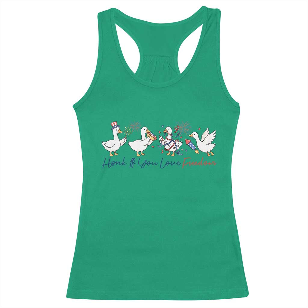 Silly Goose 4th of July Racerback Tank Top Honk If You Love Freedom TS14 Irish Green Print Your Wear
