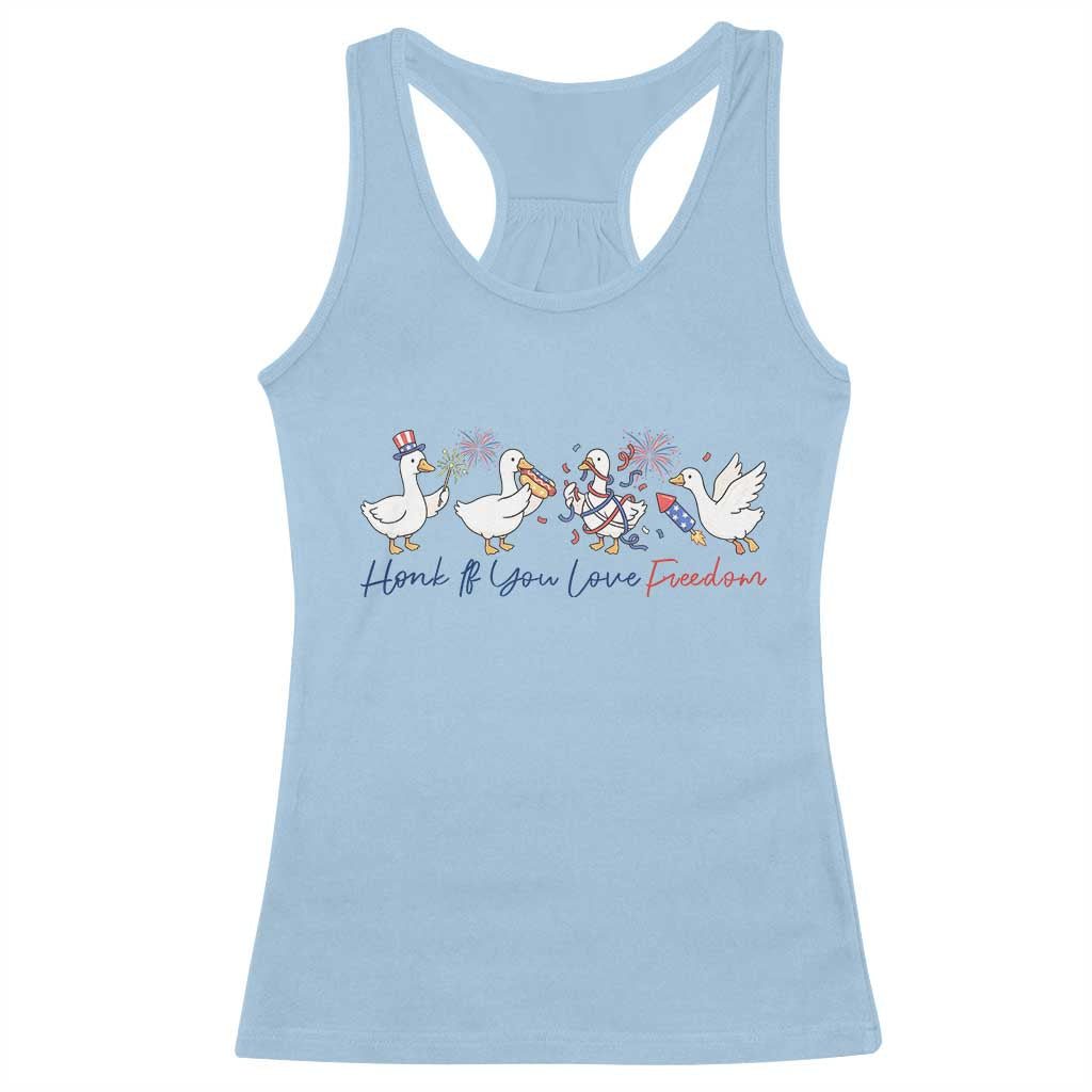 Silly Goose 4th of July Racerback Tank Top Honk If You Love Freedom TS14 Light Blue Print Your Wear