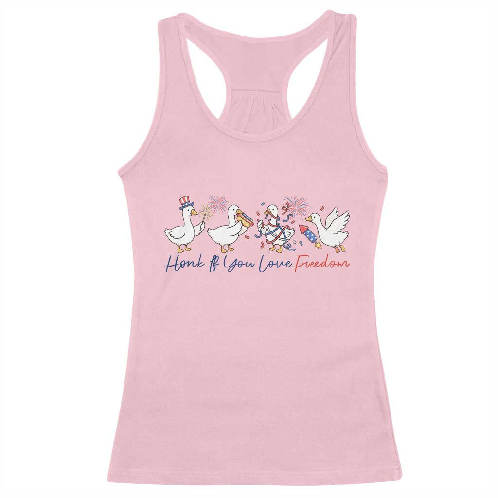 Silly Goose 4th of July Racerback Tank Top Honk If You Love Freedom TS14 Light Pink Print Your Wear