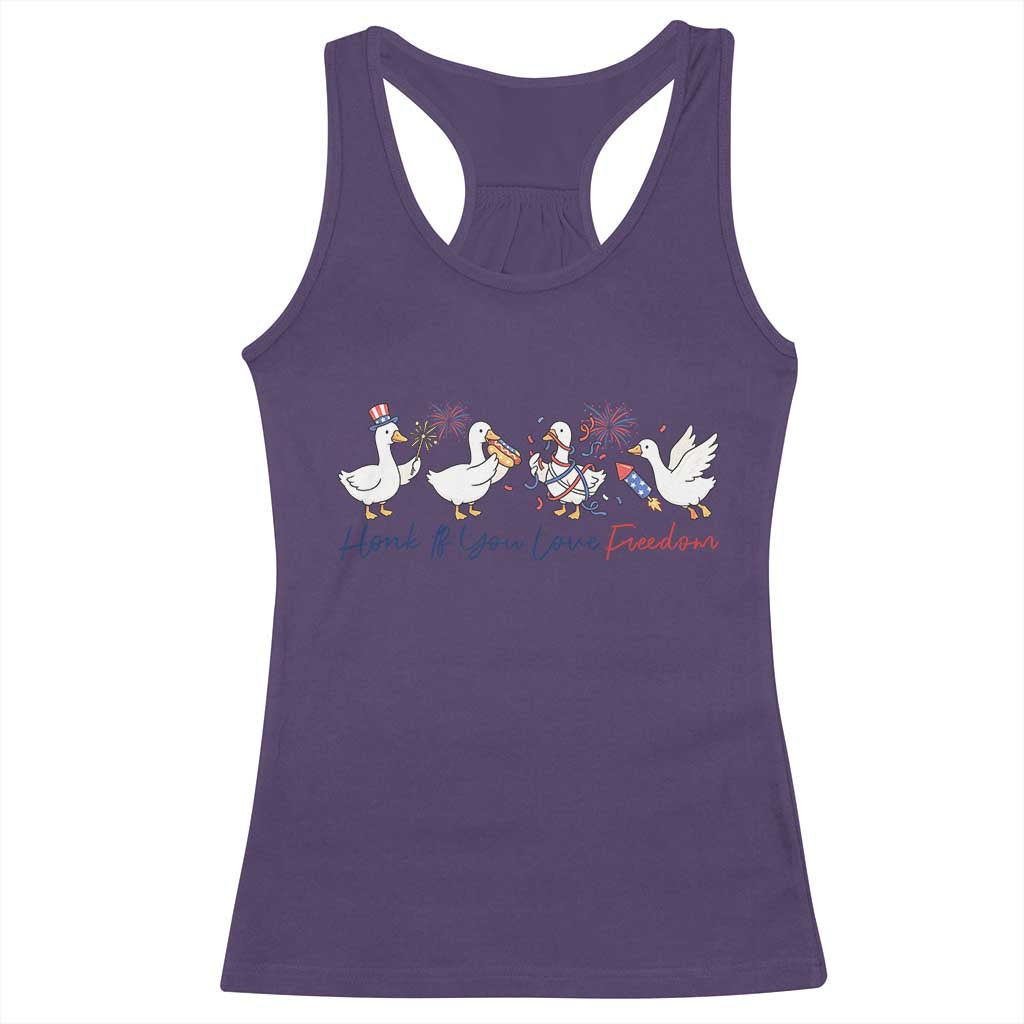 Silly Goose 4th of July Racerback Tank Top Honk If You Love Freedom TS14 Purple Print Your Wear