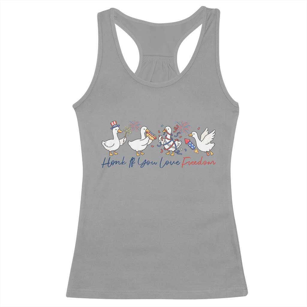 Silly Goose 4th of July Racerback Tank Top Honk If You Love Freedom TS14 Sport Gray Print Your Wear