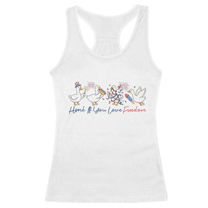 Silly Goose 4th of July Racerback Tank Top Honk If You Love Freedom TS14 White Print Your Wear