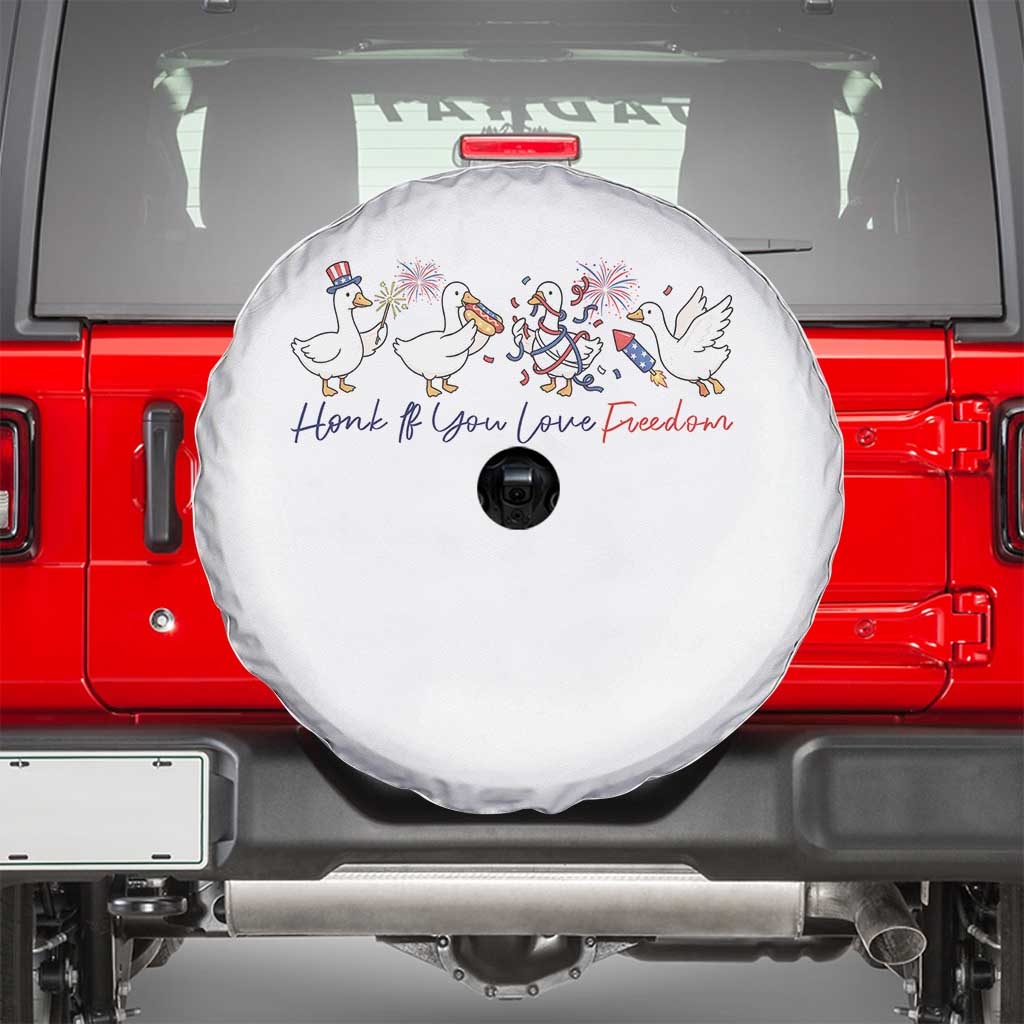 Silly Goose 4th of July Spare Tire Cover Honk If You Love Freedom TS14 White Print Your Wear