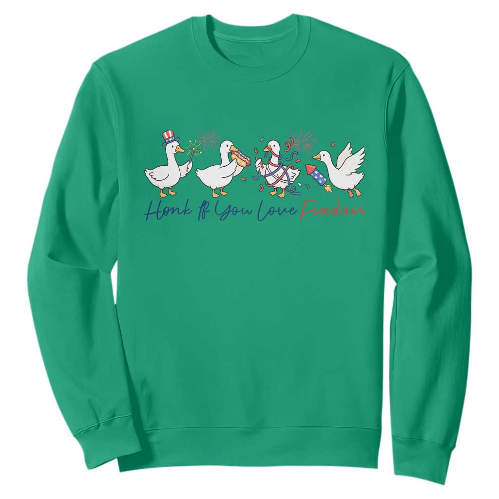 Silly Goose 4th of July Sweatshirt Honk If You Love Freedom TS14 Irish Green Print Your Wear