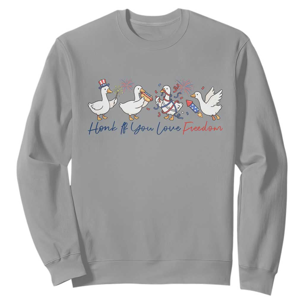Silly Goose 4th of July Sweatshirt Honk If You Love Freedom TS14 Sport Gray Print Your Wear