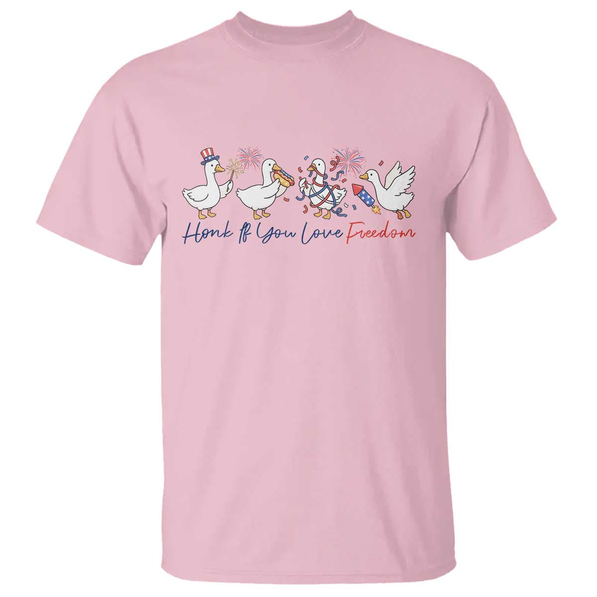 Silly Goose 4th of July T Shirt Honk If You Love Freedom TS14 Light Pink Print Your Wear