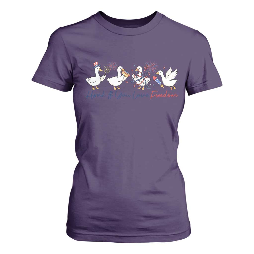 Silly Goose 4th of July T Shirt For Women Honk If You Love Freedom TS14 Purple Print Your Wear