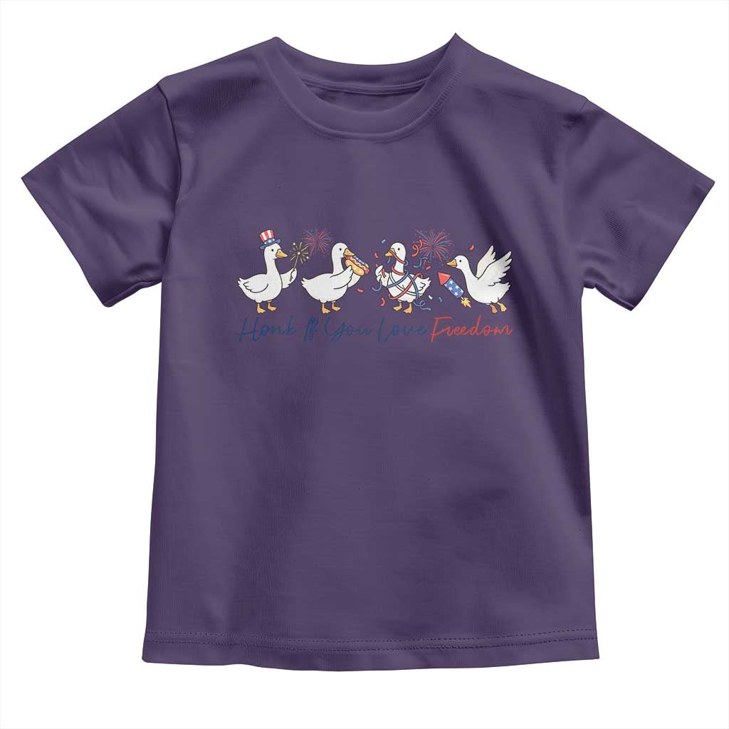 Silly Goose 4th of July Toddler T Shirt Honk If You Love Freedom TS14 Purple Print Your Wear