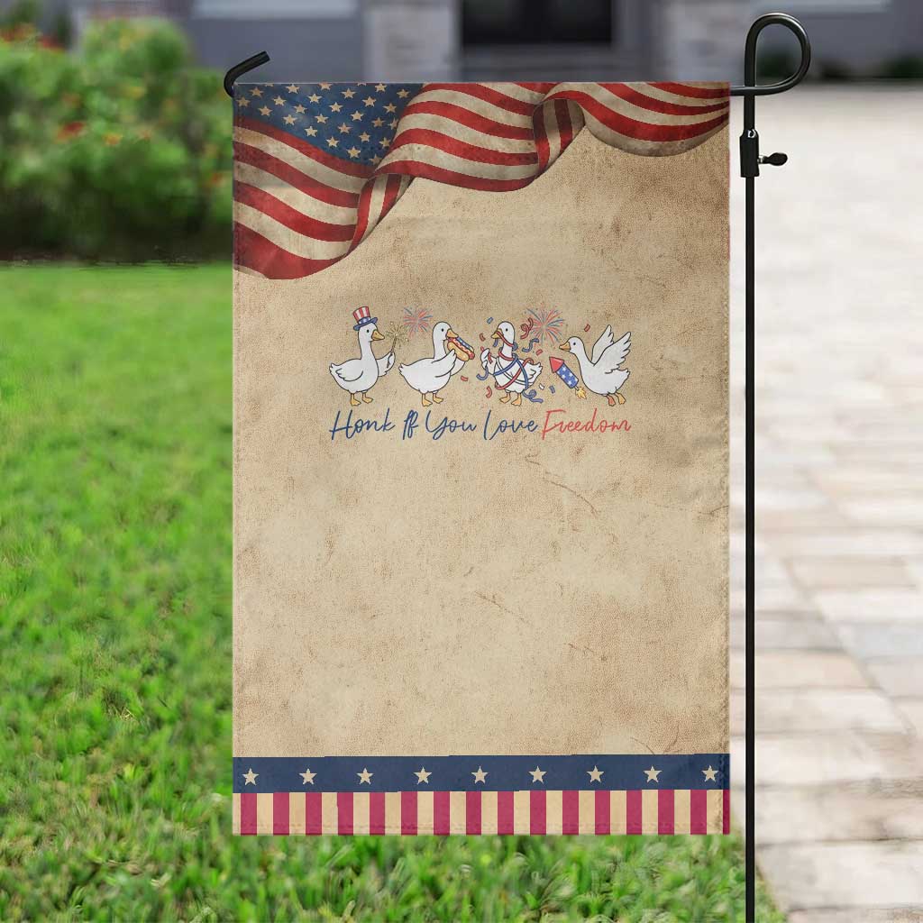 Silly Goose 4th of July Patriotic Garden Flag Honk If You Love Freedom
