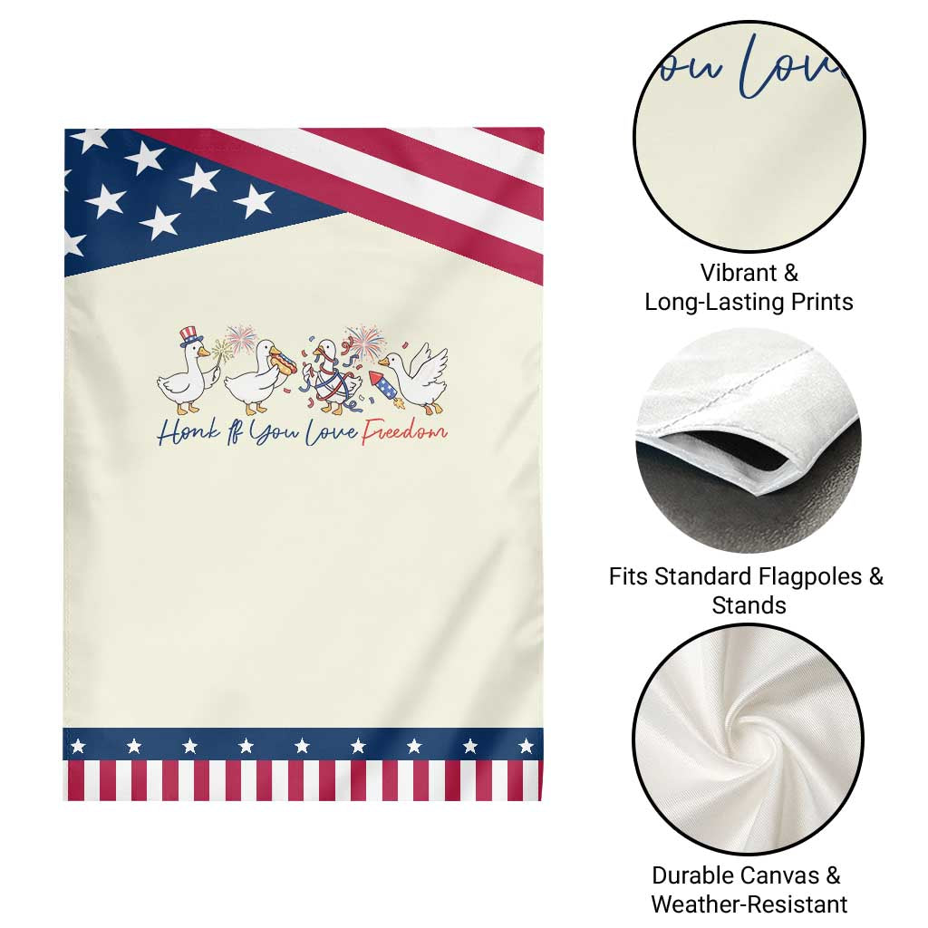 Silly Goose 4th of July Patriotic Garden Flag Honk If You Love Freedom