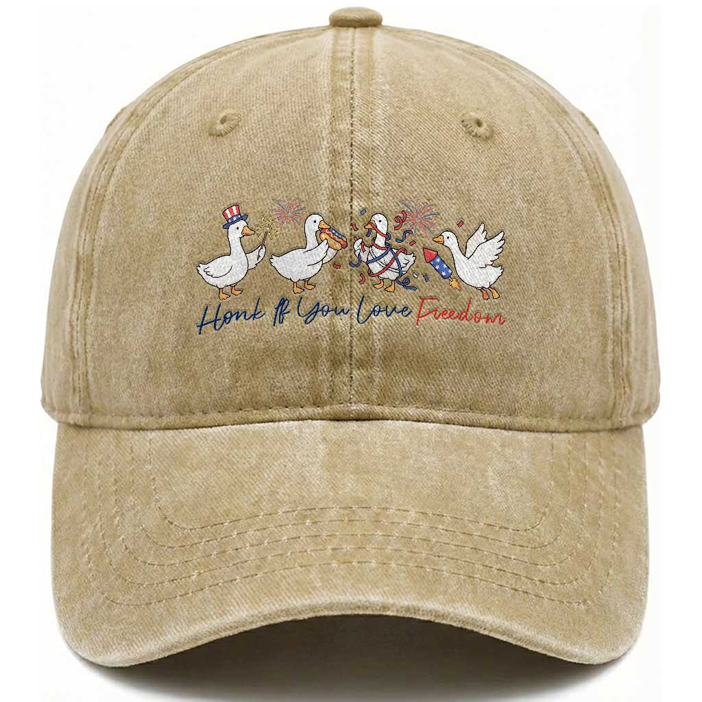 Silly Goose 4th of July Washed Cotton Baseball Cap Honk If You Love Freedom