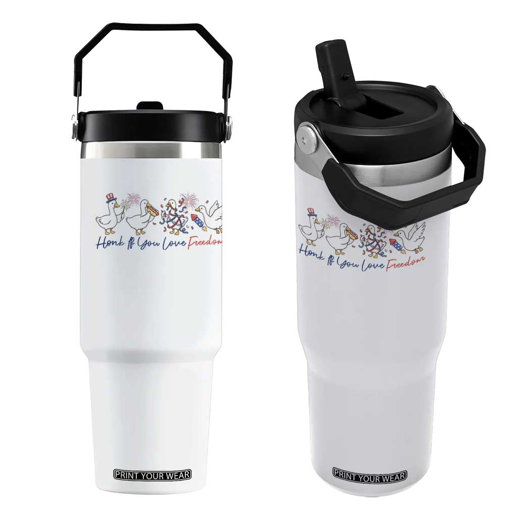 Silly Goose 4th of July Flip Straw Tumbler Honk If You Love Freedom TS14 One Size: 30 oz White Print Your Wear