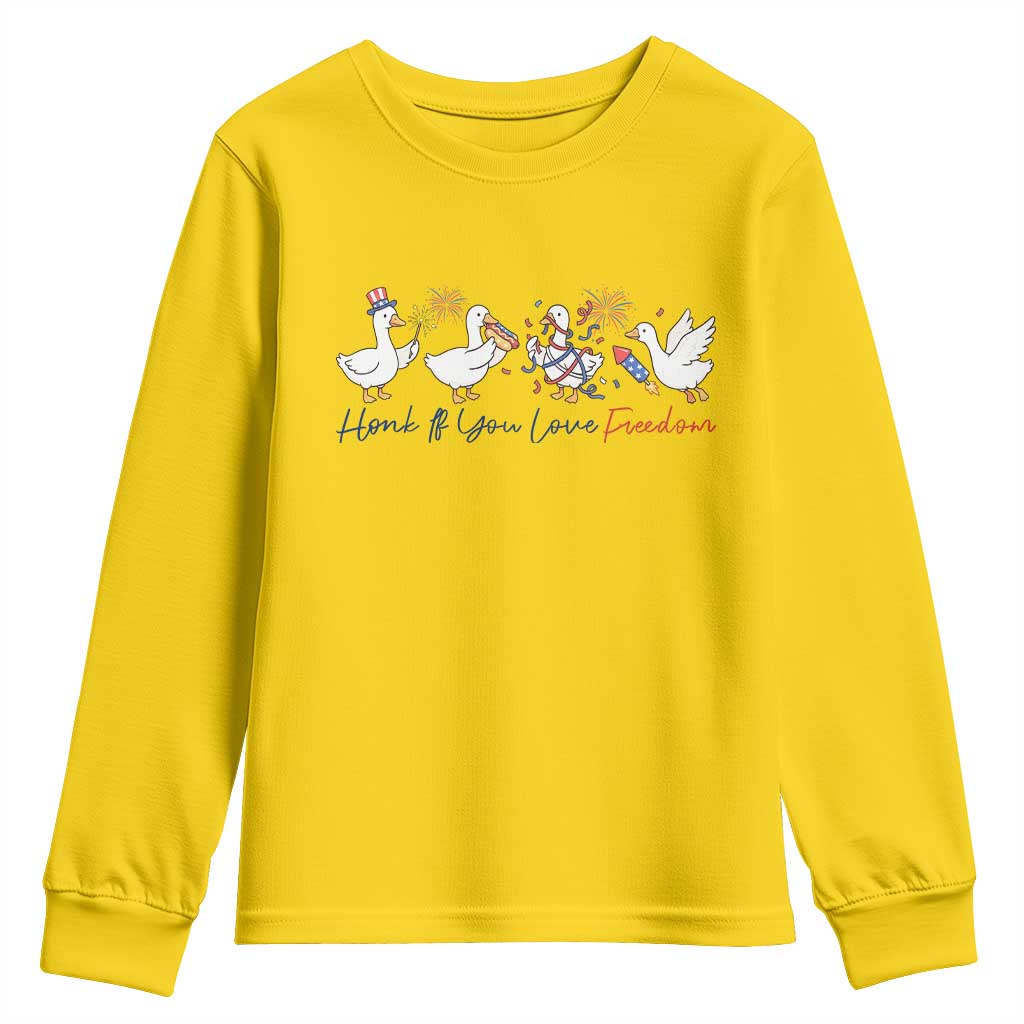 Silly Goose 4th of July Youth Sweatshirt Honk If You Love Freedom TS14 Daisy Print Your Wear