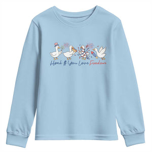 Silly Goose 4th of July Youth Sweatshirt Honk If You Love Freedom TS14 Light Blue Print Your Wear