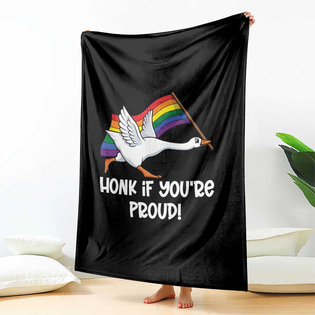 Silly Goose LGBTQ Rainbow Throw Blanket Honk If You're Proud