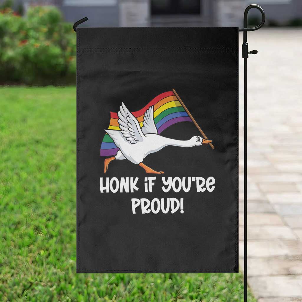 Silly Goose LGBTQ Rainbow Garden Flag Honk If You're Proud TS14 Print Your Wear