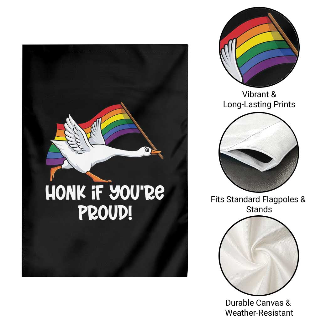 Silly Goose LGBTQ Rainbow Garden Flag Honk If You're Proud TS14 Print Your Wear