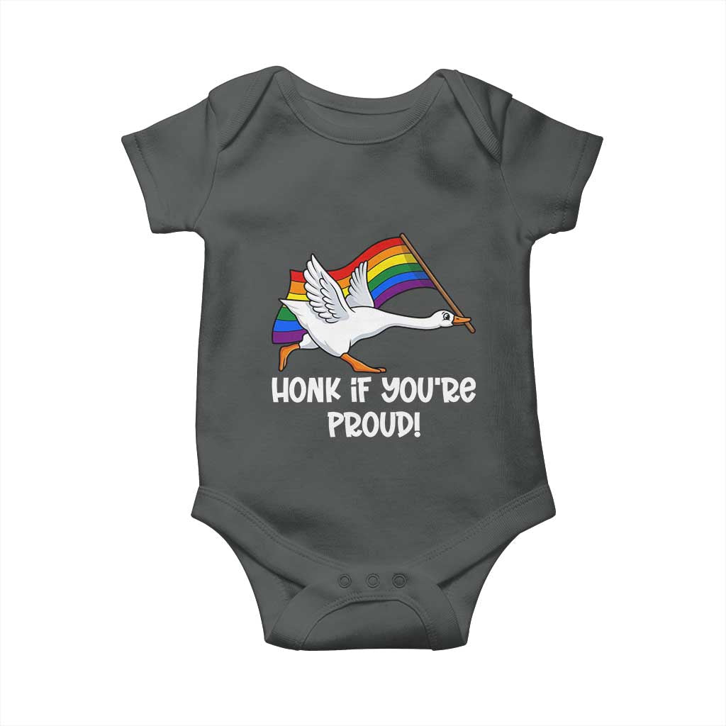 Silly Goose LGBTQ Rainbow Baby Onesie Honk If You're Proud TS14 Dark Heather Print Your Wear