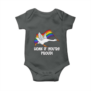 Silly Goose LGBTQ Rainbow Baby Onesie Honk If You're Proud TS14 Dark Heather Print Your Wear