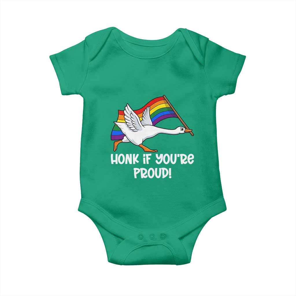 Silly Goose LGBTQ Rainbow Baby Onesie Honk If You're Proud TS14 Irish Green Print Your Wear