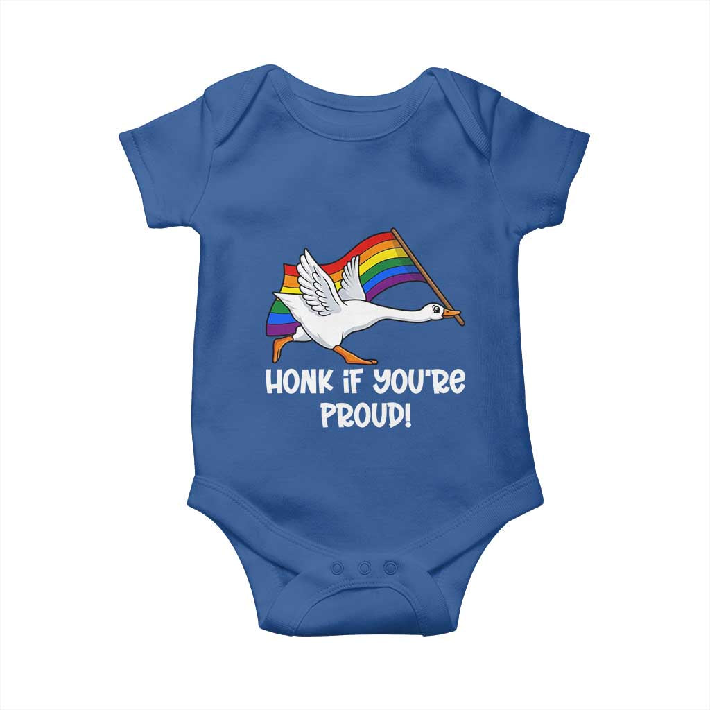 Silly Goose LGBTQ Rainbow Baby Onesie Honk If You're Proud TS14 Royal Blue Print Your Wear