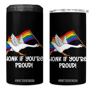 Silly Goose LGBTQ Rainbow 4 in 1 Can Cooler Tumbler Honk If You're Proud TS14 One Size: 16 oz Black Print Your Wear