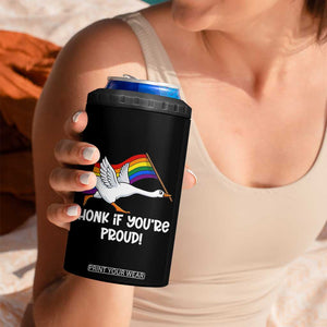 Silly Goose LGBTQ Rainbow 4 in 1 Can Cooler Tumbler Honk If You're Proud TS14 Print Your Wear