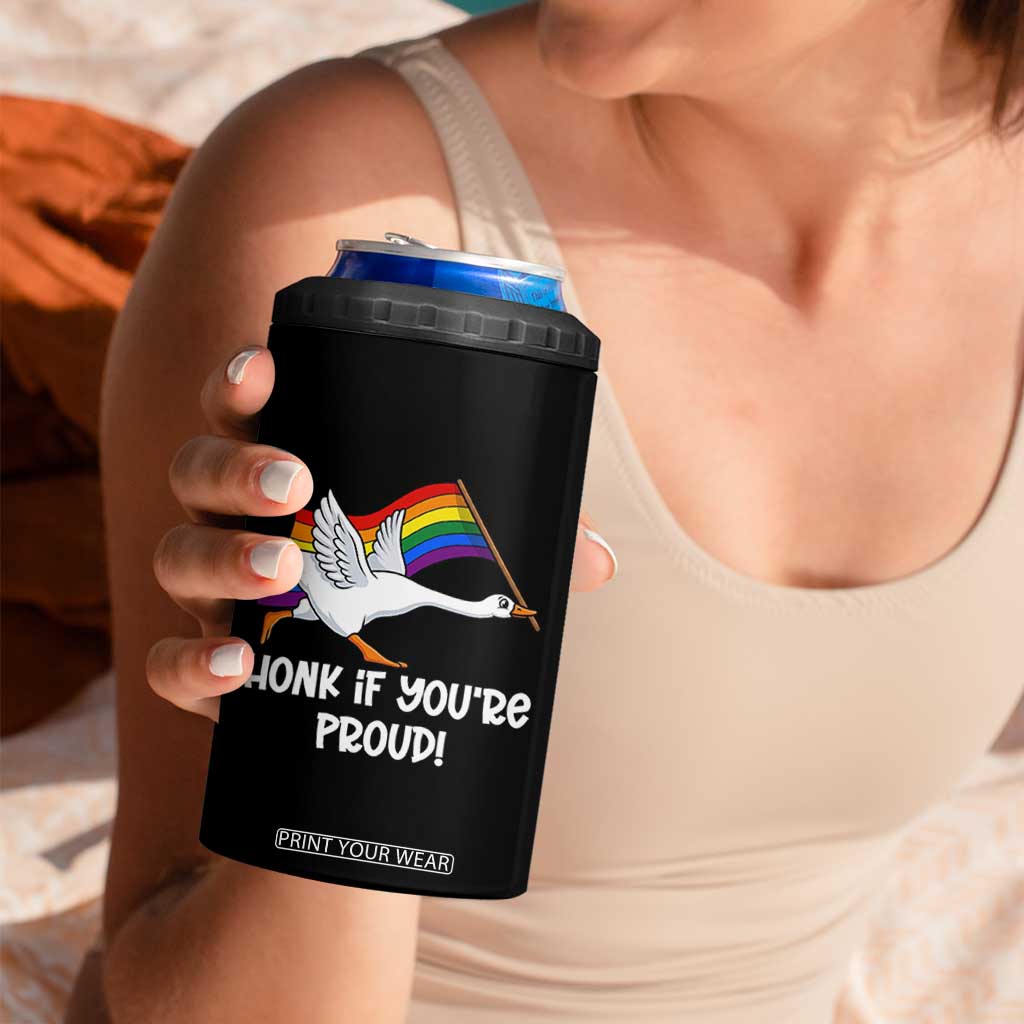 Silly Goose LGBTQ Rainbow 4 in 1 Can Cooler Tumbler Honk If You're Proud TS14 Print Your Wear