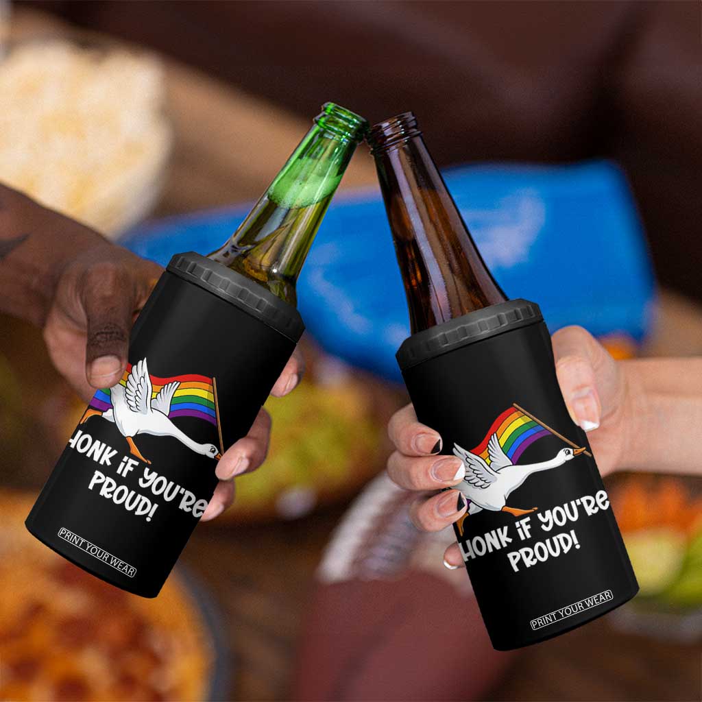 Silly Goose LGBTQ Rainbow 4 in 1 Can Cooler Tumbler Honk If You're Proud TS14 Print Your Wear