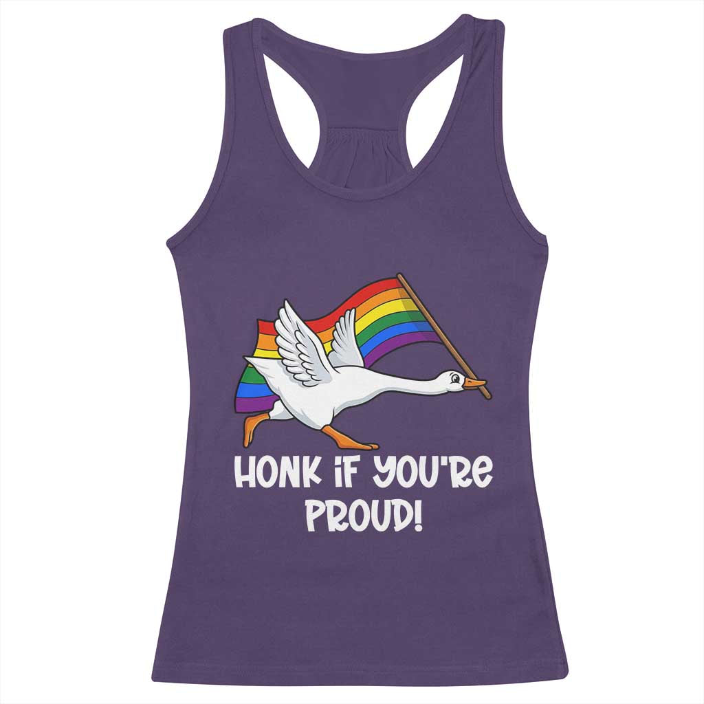 Silly Goose LGBTQ Rainbow Racerback Tank Top Honk If You're Proud TS14 Purple Print Your Wear