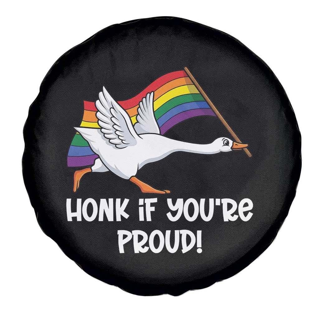 Silly Goose LGBTQ Rainbow Spare Tire Cover Honk If You're Proud TS14 Print Your Wear