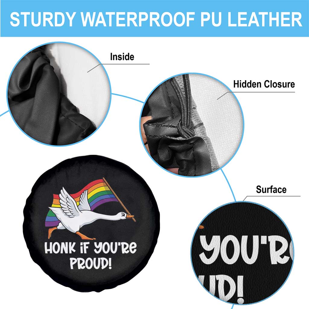 Silly Goose LGBTQ Rainbow Spare Tire Cover Honk If You're Proud TS14 Print Your Wear