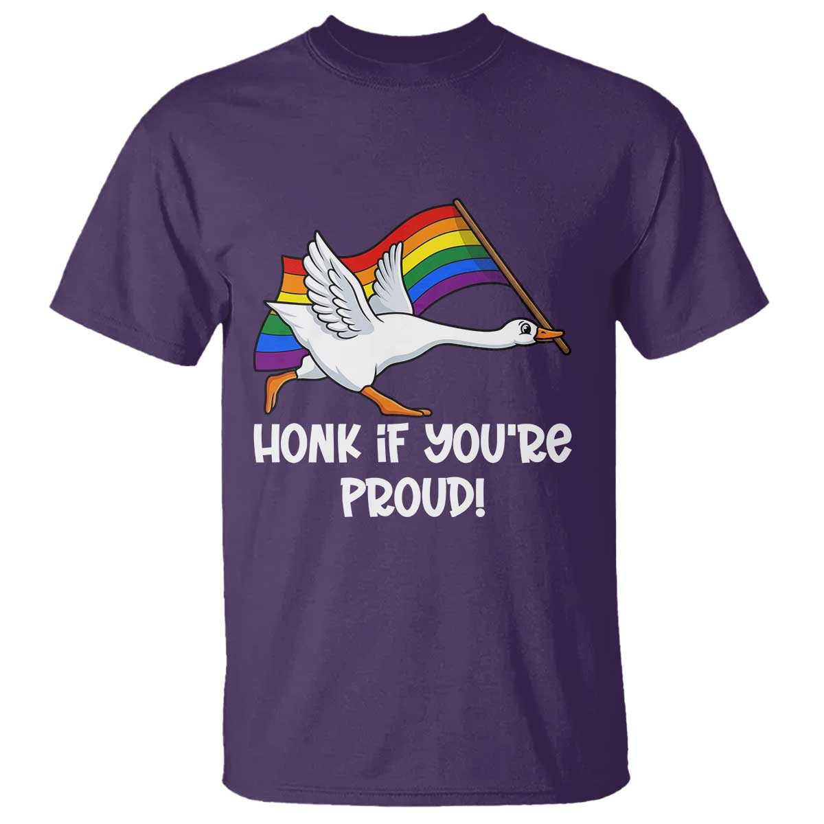 Silly Goose LGBTQ Rainbow T Shirt Honk If You're Proud TS14 Purple Print Your Wear