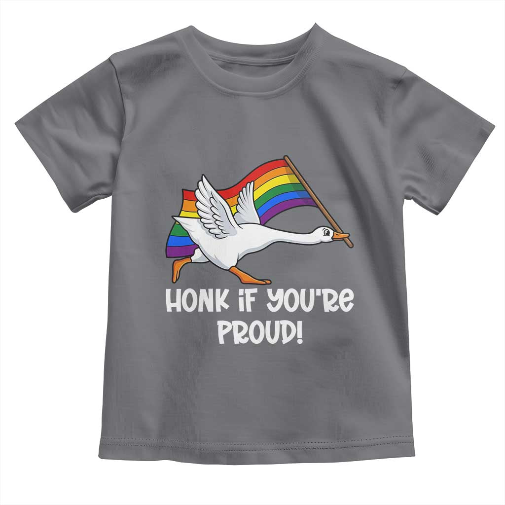 Silly Goose LGBTQ Rainbow Toddler T Shirt Honk If You're Proud TS14 Charcoal Print Your Wear