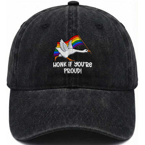 Silly Goose LGBTQ Rainbow Washed Cotton Baseball Cap Honk If You're Proud
