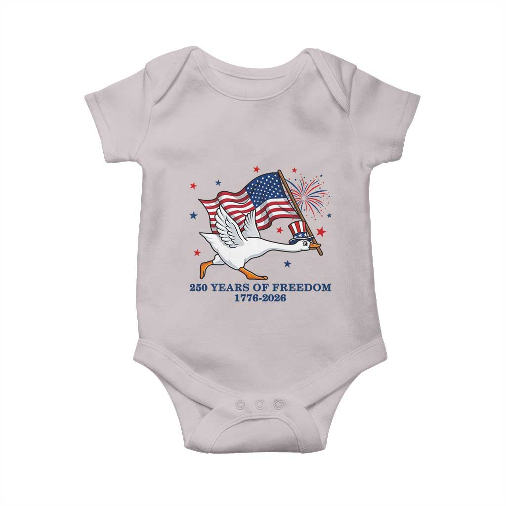 Freedom 250th Anniversary Baby Onesie Funny 4th Of July Silly Goose TS14 Ice Gray Print Your Wear