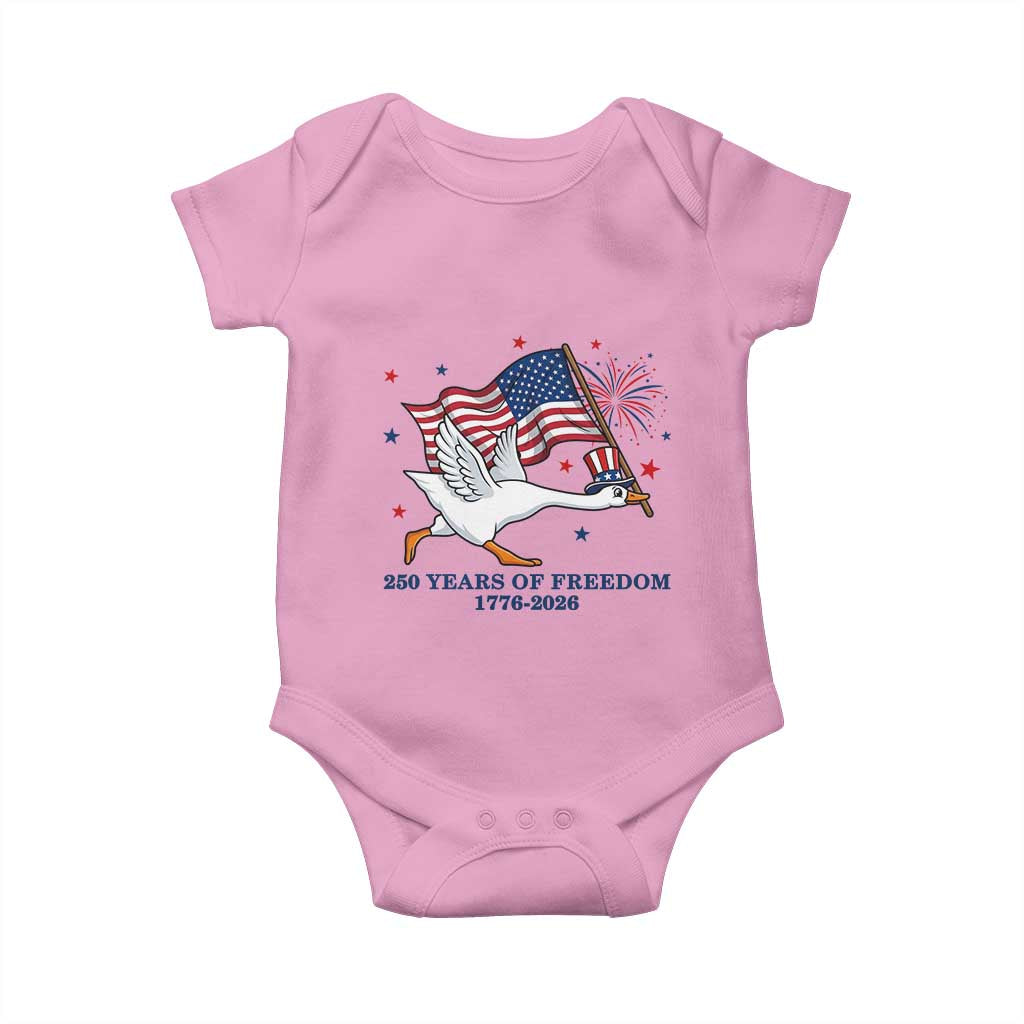 Freedom 250th Anniversary Baby Onesie Funny 4th Of July Silly Goose TS14 Light Pink Print Your Wear